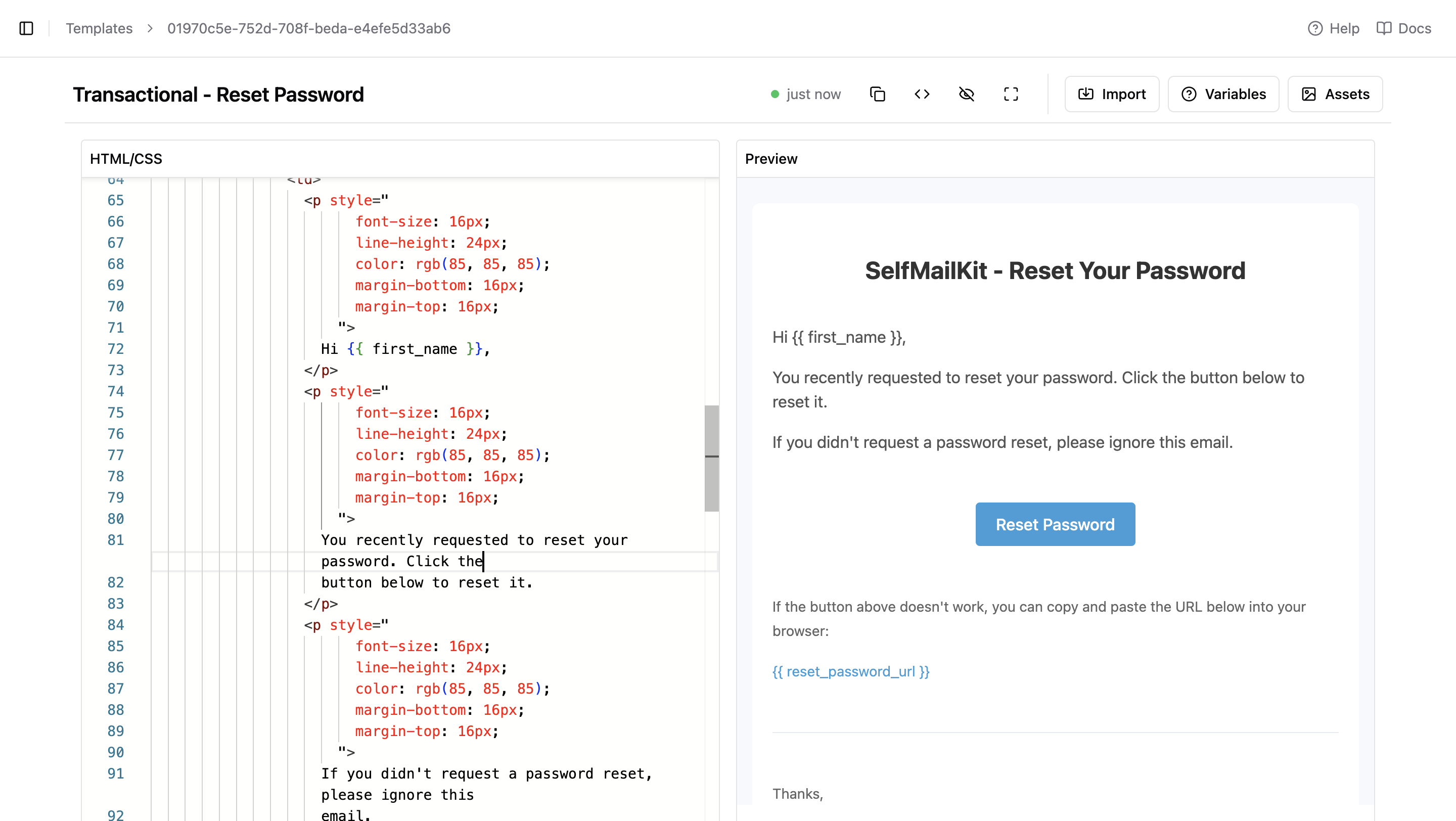 MailDiver HTML/CSS Code Editor