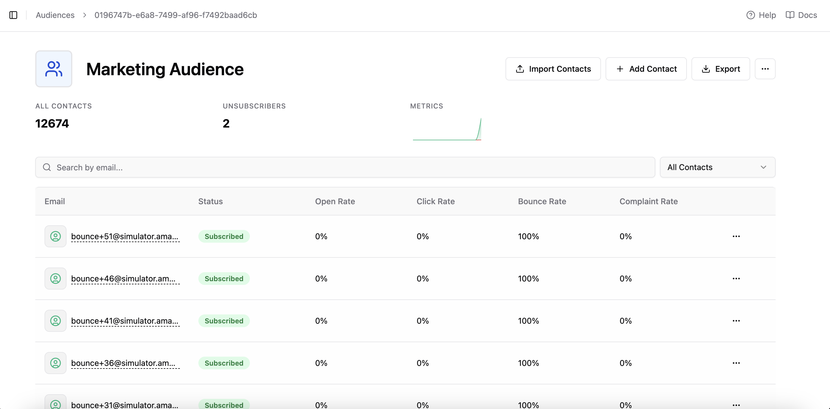 MailDiver Contact Management with Metrics